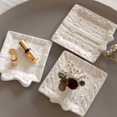 Square bow relief pattern tray silicone mold DIY aromatherapy gypsum disc drip mold