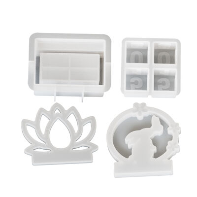 DIY Round Wreath Butterfly Rabbit Candlestick Insert Plate Silicone Mold Hollow Lotus Candlestick Pendant Gypsum Mold