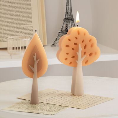 DIY resin gypsum tree platform grinding tool aromatherapy size tree leaves candle ornament silicone mold