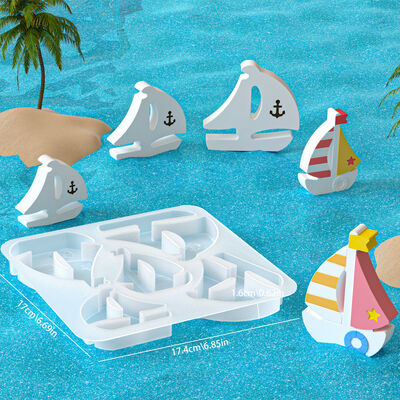 Five row sailboat silicone mold, ocean style aromatherapy candle, gypsum ornament, home decoration, drip glue mold