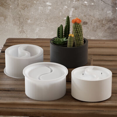 DIY Large Dropping Resin Tai Chi Yin Yang Storage Can Flower Pot Aromatherapy Gypsum Candle Cup Silicone Mold Wholesale
