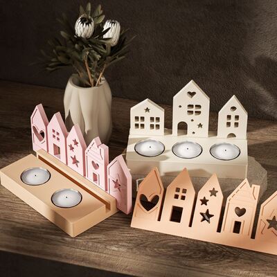 Three in one and five in one house insert board DIY gypsum heart pentagram house candle holder ornament silicone mold