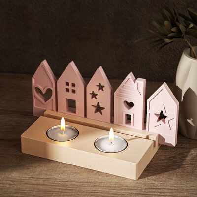 Three in one and five in one house insert board DIY gypsum heart pentagram house candle holder ornament silicone mold