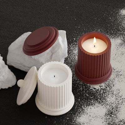 DIY gypsum cement aromatherapy candle cup ornament Roman column striped cup gypsum mirror silicone mold