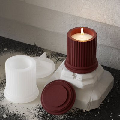 DIY gypsum cement aromatherapy candle cup ornament Roman column striped cup gypsum mirror silicone mold