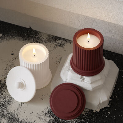 DIY gypsum cement aromatherapy candle cup ornament Roman column striped cup gypsum mirror silicone mold
