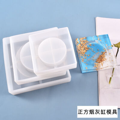 DIY crystal dropper mold new high mirror transparent square ashtray silicone mold