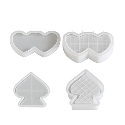 Gypsum Cement Spades A Double Love Stacking Music Storage Box Silicone Mold Aromatherapy Candle Cup Grinding Tool