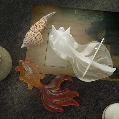 DIY crystal dropper 3D goldfish mold, koi fish ornament, goldfish shaped decoration, silicone grinding