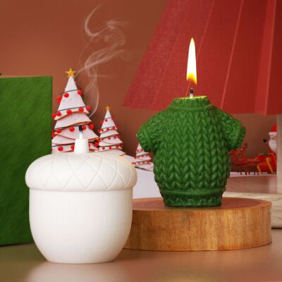 DIY crystal dropper resin gypsum three-dimensional woolen sweater hazelnut fruit candle ornament silicone mold