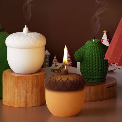 DIY crystal dropper resin gypsum three-dimensional woolen sweater hazelnut fruit candle ornament silicone mold
