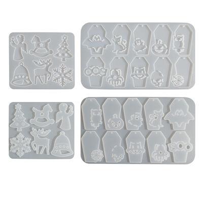 DIY Christmas Tree Snowflake Elk Trojans Angel Halloween Coffin Pendant Hanging Decoration Silicone Mold