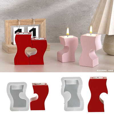 DIY irregular S-shaped candle base ornament splicing heart-shaped candle holder aromatherapy gypsum silicone mold