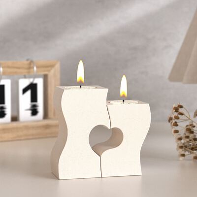 DIY irregular S-shaped candle base ornament splicing heart-shaped candle holder aromatherapy gypsum silicone mold