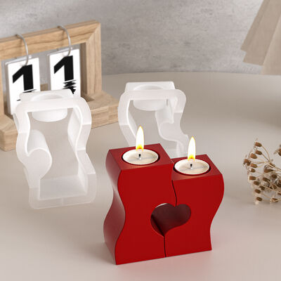 DIY irregular S-shaped candle base ornament splicing heart-shaped candle holder aromatherapy gypsum silicone mold