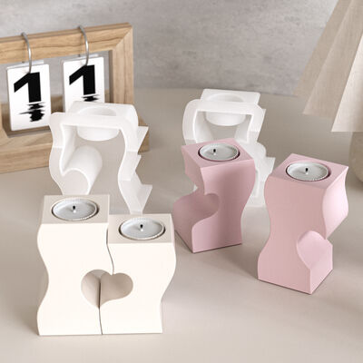 DIY irregular S-shaped candle base ornament splicing heart-shaped candle holder aromatherapy gypsum silicone mold