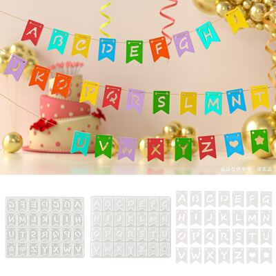 Top selling 26 English letter silicone mold DIY birthday party flag decoration gypsum drip glue grinding tool