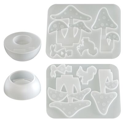 Easter Candle Holder Silicone Mold DIY Mushroom Bunny Insert Board Candle Base Gypsum Mold
