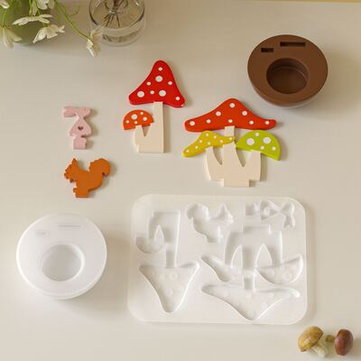 Easter Candle Holder Silicone Mold DIY Mushroom Bunny Insert Board Candle Base Gypsum Mold