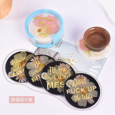 DIY Crystal Dropper, English Letters, Blessings, Hurtful Words For Friends, Coaster, Teacup Holder, Mirror Silicone Mold