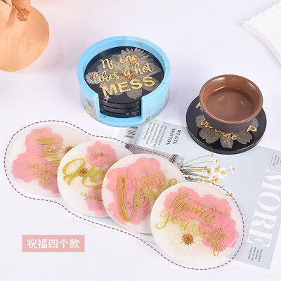 DIY Crystal Dropper, English Letters, Blessings, Hurtful Words For Friends, Coaster, Teacup Holder, Mirror Silicone Mold