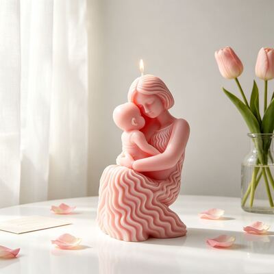 3D Mother And Child Portrait Silicone Mold DIY Mother And Child Embrace Aromatherapy Candle Gypsum Decoration Mold
