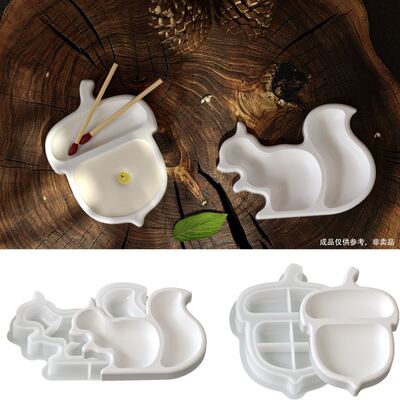 Cross border popular squirrel acorn tray silicone mold DIY gypsum aromatherapy ornament cement storage tray grinding tool