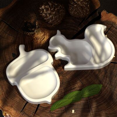 Cross border popular squirrel acorn tray silicone mold DIY gypsum aromatherapy ornament cement storage tray grinding tool
