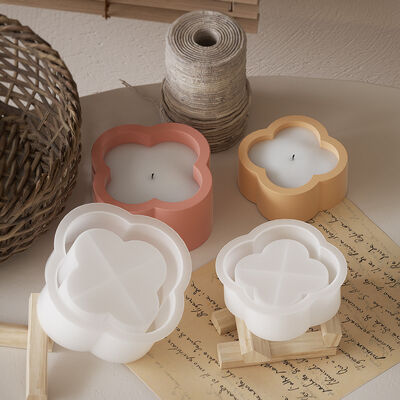 DIY Clover Sized Storage Box Ornament, Gypsum Candle Cup, Potted Succulent Flower Container, Silicone Mold