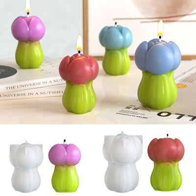 Aromatherapy Gypsum Flower Ornament Silicone Mold DIY Tulip 3D Table Candle Mold