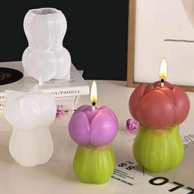 Aromatherapy Gypsum Flower Ornament Silicone Mold DIY Tulip 3D Table Candle Mold