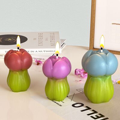 Aromatherapy Gypsum Flower Ornament Silicone Mold DIY Tulip 3D Table Candle Mold