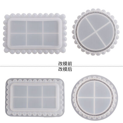 DIY Drip Glue Wave Dot Plate Round Rectangular Bead Edge Storage Box Round Bead Holder Plate Silicone Mold
