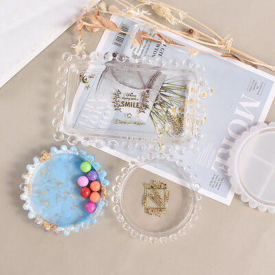 DIY Drip Glue Wave Dot Plate Round Rectangular Bead Edge Storage Box Round Bead Holder Plate Silicone Mold