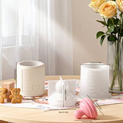 Love Bottle Storage Can Candle Cup Silicone Mold DIY Aromatherapy Gypsum Storage Box Pen Holder Pendant Dropping Mold