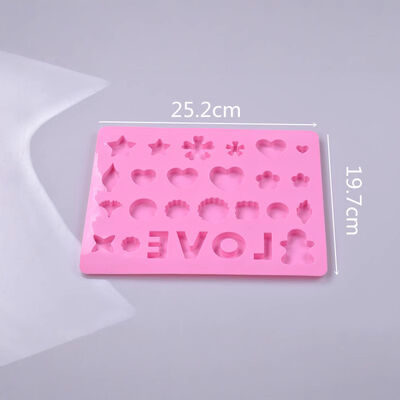 Crystal Dropper LOVE Silicone Mold Sugar Flipping Mold Cake Mold Cake Baking Decoration Flower English Word Mold