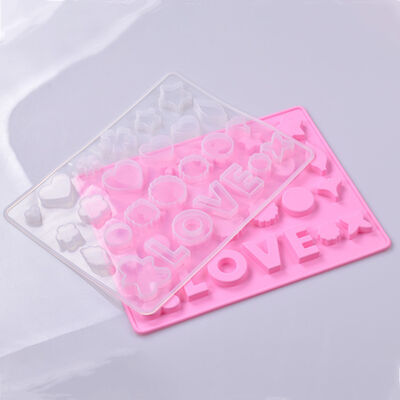 Crystal Dropper LOVE Silicone Mold Sugar Flipping Mold Cake Mold Cake Baking Decoration Flower English Word Mold