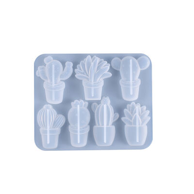 DIY Crystal Dropped Cactus Pendant Mold, 3D Cactus Refrigerator Patch Decoration Silicone Mold