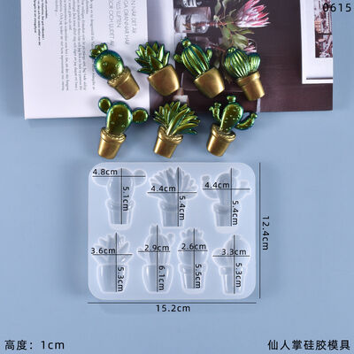 DIY Crystal Dropped Cactus Pendant Mold, 3D Cactus Refrigerator Patch Decoration Silicone Mold