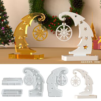 Aromatherapy Gypsum Christmas Tree Snowflake Hanging Base Insert Board DIY Drip Resin Ornament Silicone Mold