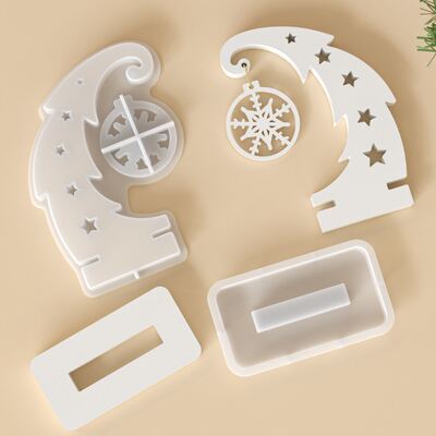 Aromatherapy Gypsum Christmas Tree Snowflake Hanging Base Insert Board DIY Drip Resin Ornament Silicone Mold
