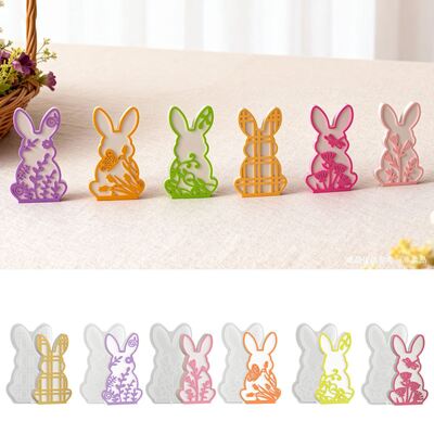 New Easter Bunny Silicone Mold DIY Plaid Lace Flower Bunny Candle Plaster Mold