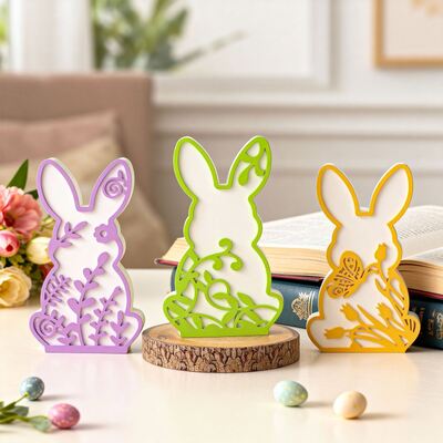 New Easter Bunny Silicone Mold DIY Plaid Lace Flower Bunny Candle Plaster Mold