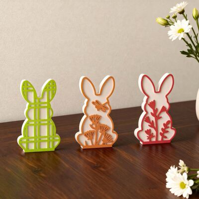 New Easter Bunny Silicone Mold DIY Plaid Lace Flower Bunny Candle Plaster Mold