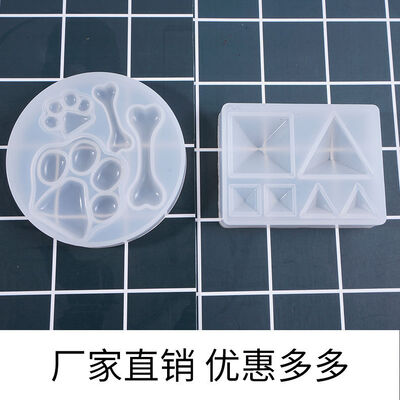 DIY Crystal Dropper Mold, Bear Paw, Semi Three-dimensional Bone, Three-dimensional Triangle, Square Ear Nail, Silicone Mold