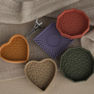 DIY Crystal Drip Glue Striped Polygonal Square Heart-shaped Tray, Cement Gypsum Storage Tray, Silicone Mold