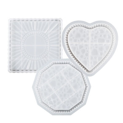 DIY Crystal Drip Glue Striped Polygonal Square Heart-shaped Tray, Cement Gypsum Storage Tray, Silicone Mold