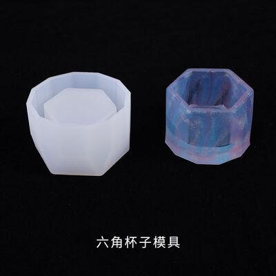 DIY Crystal Drip Glue Succulent Mini Flower Pot Mold Hexagonal Cup Storage Box Platform Silicone Mold