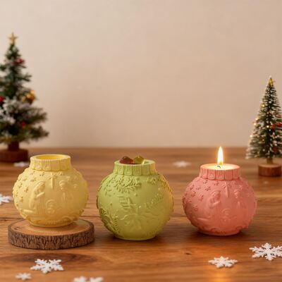 Embossed Pattern Round Ball Lantern Candle Ornament Silicone Mold DIY Easter Aromatherapy Gypsum Mold