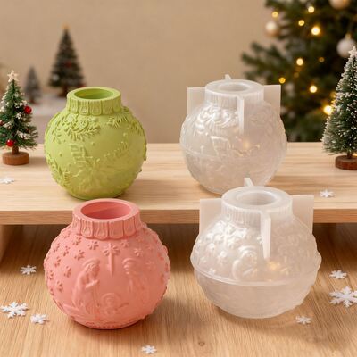 Embossed Pattern Round Ball Lantern Candle Ornament Silicone Mold DIY Easter Aromatherapy Gypsum Mold